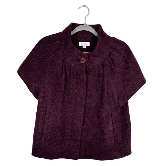 Vintage Calvin Klein Exclusive Wool Purple Jacket Blazer Cropped Size S - Picture 1 of 7